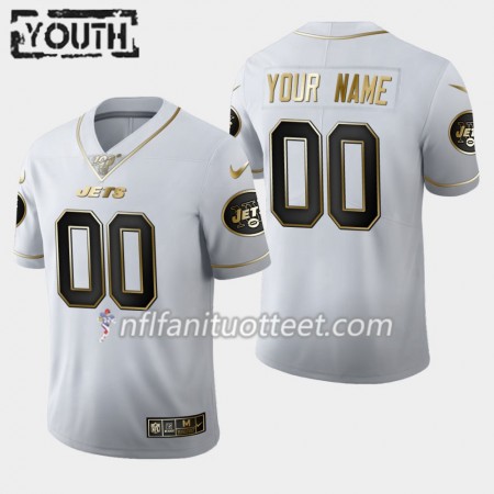 Lasten New York Jets NFL Pelipaita Custom Nike Valkoinen Golden Edition 100th